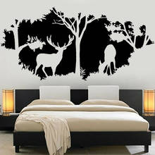 Natureza veados animais árvores adesivos de parede para sala estar vinil decalque da parede decoração casa interior da américa do norte w534 2024 - compre barato
