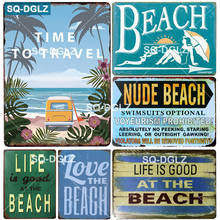 [SQ-DGLZ] BEACH Metal Sign Vintage Metal Plaque Travel Plates Decor For Bar Home Wall Decor Las Vegas Tin Sign Travel Poster 2024 - buy cheap