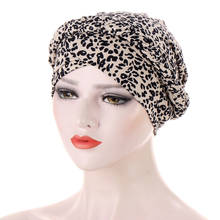 Fashion Women Leopard Print Turban Hat Braid Muslim Headscarf Bonnet India Hats Ready to Wear Islamic Hijab Head Wrap Cap 2024 - buy cheap