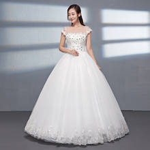 DM-0416#O-neck Bride' Wedding Dress Resin Drill White Ball Gown Lace up Cheap Wholesale Organza With Embroidery Plus Size Custom 2024 - buy cheap