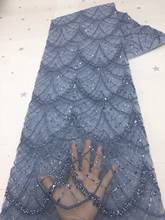 Nice design embroidery mesh fabric ZH-118889 nigerian tulle lace fabric French Net Lace Fabric with beaeds 2024 - buy cheap