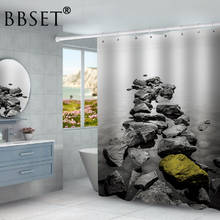 Cortina De ducha con diseño De piedra abstracta en agua, visillo De baño De poliéster, resistente al agua, estampado De varios tamaños 2024 - compra barato