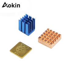 Aokin-kit com radiador de calor raspberry pi 3 4 b com dissipador de calor, alumínio, cobre, dissipador de calor, raspberry pi 3b + plus 2 4 4b, dissipador de calor 2024 - compre barato