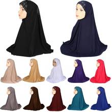 Pañuelo musulmán de oración de Ramadán para mujer, Hijab de diamante, sombrero islámico, turbante árabe para la cabeza, gorros Khimar 2024 - compra barato