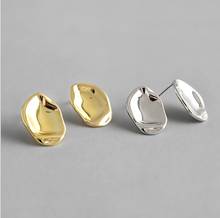 Irregular 925 Sterling Silver Stud Earrings Geometry Female Earring Gold Color Uneven Earrings for Women Korean Fashion 2024 - buy cheap