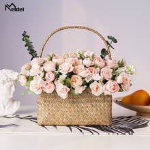 Meldel Silk Rose Artificial Flower Bridesmaid Wedding Rose Bunch Champagne DIY Flower Bouquet Home Party Prom Wedding Wall Decor 2024 - buy cheap