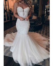 Sexy Sweetheart Lace Mermaid Wedding Dresses Sleeveless Backless Appliques Tulle Sweep Train Bridal Wedding Gowns Robe De Mariee 2024 - buy cheap