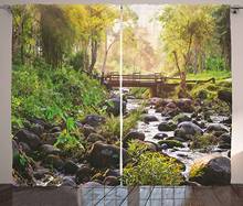 Пейзаж занавески маленький водопад в глубоком лесу Таиланд Солнечный свет утро природа пейзаж гостиная спальня окно драпировка 2024 - купить недорого
