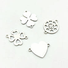 100% Stainless Stell Mixed Love Clovers Charms 10pcs Fashion Leaf Connectors Heart Bracelet Clover Pendant Diy Jewelry Making 2024 - buy cheap