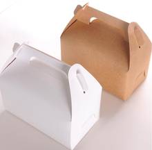 Ретро крафт-бумага подарочная коробка для торта с окном, ручная упаковка для торта с ручкой, бумажная упаковка для торта/конфет белая коробка 2024 - купить недорого