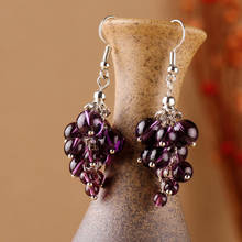 Original design purple crystal Ethnic earrings ,New jewelry dangle earrings, handmade blood  grape style vintage earrings 2024 - buy cheap