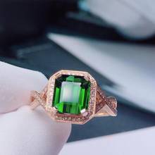 Anillo de turmalina verde H630 para mujer, joya de oro de 18 K, turmalina verde Natural, 3.15ct, piedras preciosas, diamantes, anillos femeninos, anillo fino 2024 - compra barato