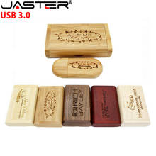 JASTER-unidad flash USB 3,0 de madera, pendrive personalizado con logotipo personalizado, 4GB, 8GB, 16GB, 32GB y 64GB 2024 - compra barato