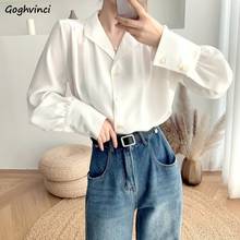 Women Blouses Solid Casual Shirts Office Ladies V-neck Lantern Long Sleeve Elegant Korean Style Fashion Simple All-match Ulzzang 2024 - buy cheap