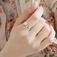Anillo de cristal de moda con hojas retorcidas, anillos de apertura de flores, anillo de dedo para mujer, regalo de joyería WD561 2024 - compra barato