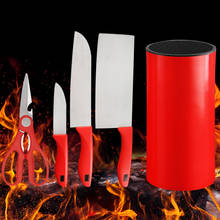 Stainless Steel Kitchen Knives 5 Pcs Set Kitchen Knife Scissors Chef Slicer Nakiri Paring Knife Gift Knife Holder Stand Block 2024 - buy cheap