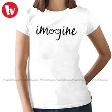 John camiseta de Lennon imaginar John Lennon Camisa de algodón púrpura de las mujeres camiseta impresa O cuello camisa de las señoras 2024 - compra barato