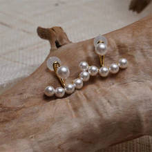 Pendientes de perlas de imitación para mujer y niña, aretes geométricos con forma de abanico, joyería de fiesta, regalo 2024 - compra barato