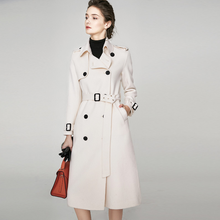 Женское Новое Стильное длинное шерстяное пальто А-типа, Женская двухсторонняя высококачественная одежда, модное женское двубортное кашемировое пальто 2024 - купить недорого