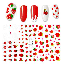 1pc Strawberry Rose 3D Nail Art Stickers Fruits and Flowers Stickers for Nails Self-adhensive Decals Tips Decoration Paper 2024 - buy cheap