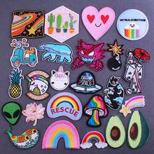 Cartoon Unicorn Rainbow Patches On Clothes Iron On Patch Samll Animal Applique Stickers Embroidered Patch Cloth Fabric Stripes 2024 - buy cheap