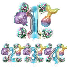 Globos de fiesta de sirena para Decoración de cumpleaños, suministros de fiesta de tema de sirena, 1, 2, 3, 4, 5, 6, 7, 8, 9 años 2024 - compra barato
