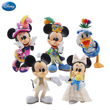 10-13cm disney figura de ação mickey mouse minnie princesa pato donald kawaii boneca presente de aniversário crianças brinquedo coleção menino 2024 - compre barato