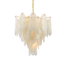 Luminária led dourada para decoração, luminária de vidro com folhas, pendente 2024 - compre barato
