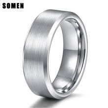 8mm escovado anel de carboneto de tungstênio anéis de noivado masculino polido chanfrado bordas casamento banda moda jóias 2024 - compre barato