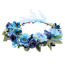 Navy blue flower crown Pale blue headband Wedding hair wreath Bridal headpiece 2024 - buy cheap