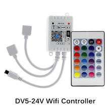 Minicontrolador de tira de luces LED RGB con Wifi, controlador remoto IR de 24 teclas para tira de luces LED RGB 2835 5050, Magic Home D30, DC5V-28V 2024 - compra barato