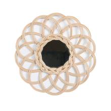 Wicker Decorative Mirror Nordic Rattan Mirror Hand-made Photography Ornament Bamboo Bathroom Round Wall Hanging Mirror 2024 - buy cheap