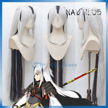 Fgo moon-peruca longa e lisa, fantasia de 102cm, nagao kagetora, branca, preta, fate, grand ordem, servo, lancer, halloween, cosplay 2024 - compre barato