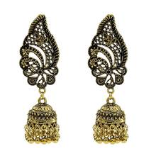 Vintage Gold Alloy Jhumka Earrings Carved Flower Women Boho Bells Tassel Earring Indian Oorbellen Egypt Gypsy Tribal Jewelry 2024 - buy cheap