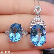 KJJEAXCMY fine jewelry natural blue topaz 925 sterling silver women gemstone pendant necklace ring set support test elegant 2024 - buy cheap