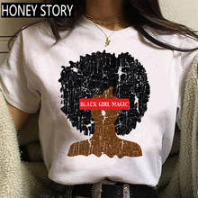 Женская забавная черная футболка FIXSYS с изображением девушки с африканскими вьющимися волосами, Милая футболка с изображением меланина, мультяшная футболка, футболка в эстетическом стиле 2024 - купить недорого