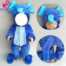 Ropa de 38cm para muñeco de 43cm, ropa de bebé, pantalones, elefante azul, conjunto para pijama de piel de muñeca de 17" 2024 - compra barato