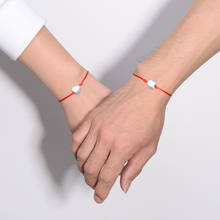 IYOE 2pcs/set Together Forever Wish Card Double Love Heart Bracelet For Women Men Hand Braided Red Thread Couple Bracelet Gift 2024 - buy cheap