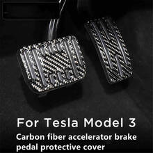 Capa para pedal de carro 2021 model3, capa de fibra de carbono para pedal, usado para tesla model 3 y, acessórios de liga de alumínio, acelerador de freio 3 2024 - compre barato