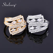 Sinleery anéis de casamento com ponta multicamadas, amarelo ouro prata cor zircônia cúbica cristal anéis para mulheres joias jz062 ssb 2024 - compre barato
