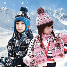 New Christmas Scarf Hat & Glove Sets For Children Christmas Elk Snowflake Warm Sets Student Acrylic Warm Three-piece Sets U3 2024 - buy cheap