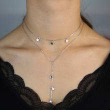 Ожерелье из стерлингового серебра 925 пробы с подвеской в форме звезды, золотистого и серебряного цвета, цепочка, сексуальное женское длинное многослойное ожерелье lariat 2024 - купить недорого