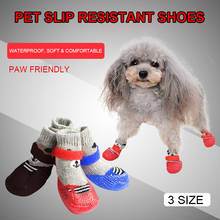 4 Pcs/Set Pet Dog Nonslip Shoes Socks Comfortable Puppy Waterproof Cotton Rubber Reinforcement Drop Shipping 2024 - buy cheap