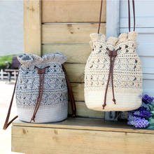 Straw Handmade Knitted Bag Women Fashion Travel Shoulder Drawstring Bucket Bags Girls Beach Tassel Crocheted Grass Woven Handbag 2024 - buy cheap