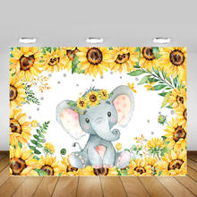 Sunflowers Themed Baby Shower Photo Background Newborn Elephant Baby Birthday Party Backdrop Decor Floral Elephant Photocall 2024 - buy cheap