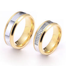 Lovers wedding rings for men and women couples Alliances 1 Pair unique 18k gold plated stainless steel ring marriage 2024 - buy cheap