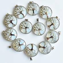 Wholesale 12pcs/lot fashion synthesis opal stone alloy tree of life Pendants for jewelry accessories marking free shipping 2024 - buy cheap