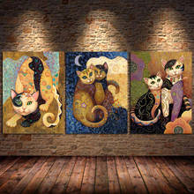 Abstrata klimt gato animal pintura da lona cartazes e cópias decoração casa arte da parede fotos para sala de estar quarto escritório cuadros 2024 - compre barato