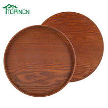 Bandeja de madera para servir té TOPINCN, redonda, marrón, Natural, plato de madera duradero para fruta, plato de madera para servir alimentos, plato para platos de fruta 2024 - compra barato