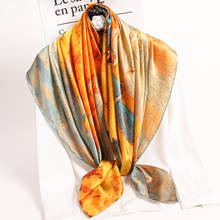 100% Pure Silk Square Scarves Women Large Bandana Echarpe Femme Print Headscarf Natural Silk Shawls Silk Foulard 108x108cm 2024 - buy cheap